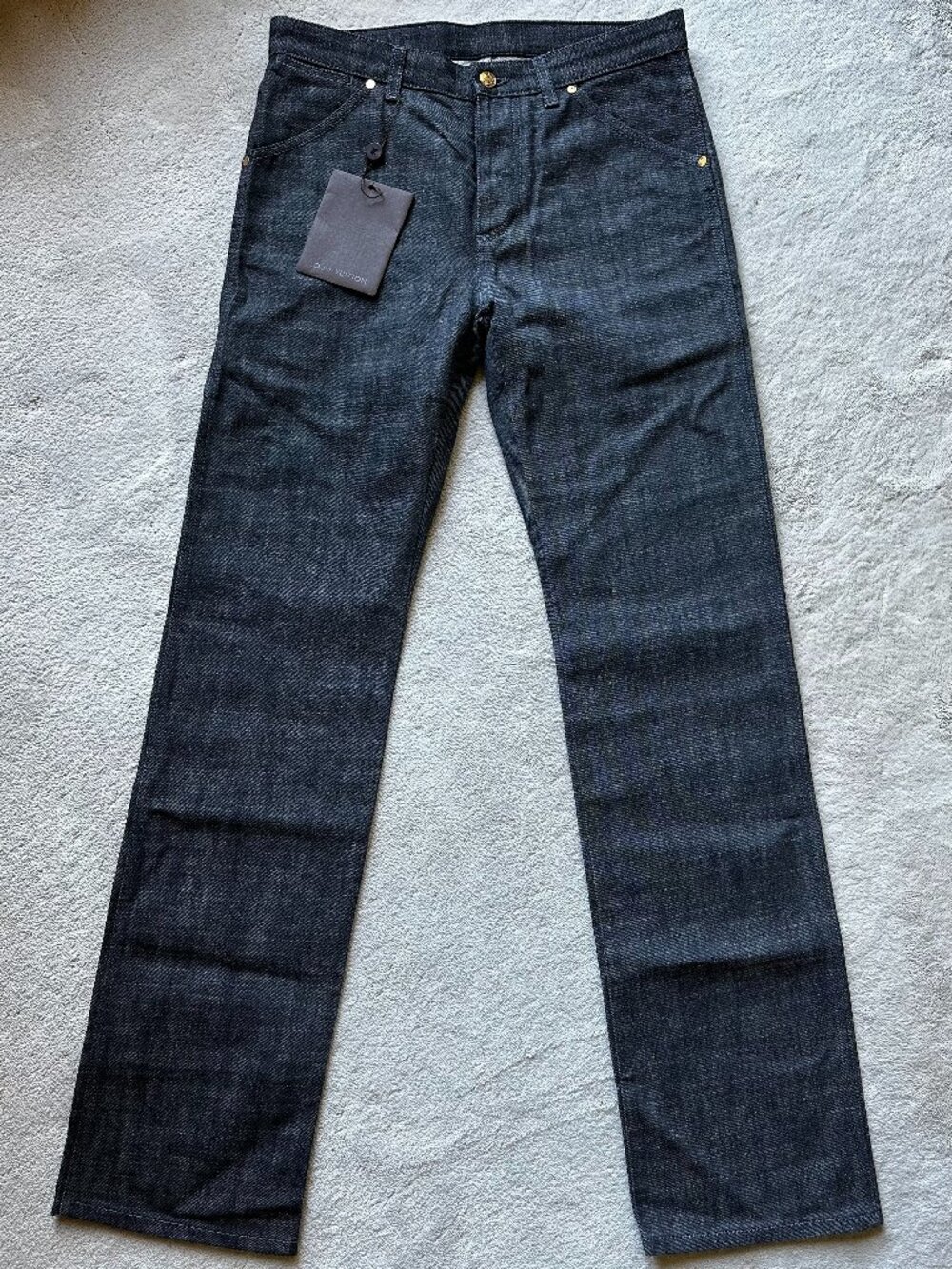 Brand New LOUIS VUITTON Dark Grey RAW COTTON DENIM Slim JEANS Sz 40 FR/30-31 US